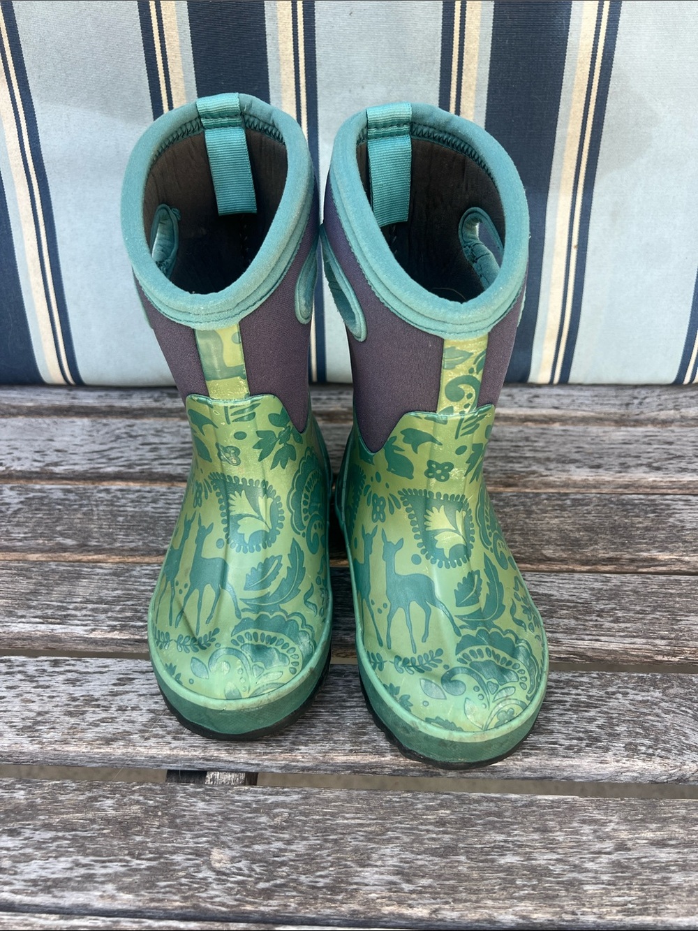 Bogs Kids Green Patterned Rain Boots